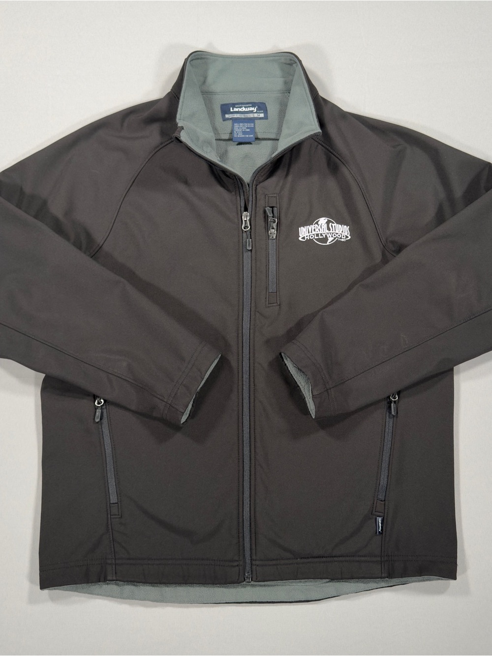 Universal Studios Hollywood Jacket Mens Medium Landway Soft Shell Black Fleece